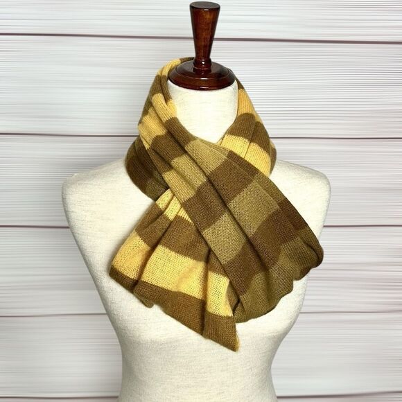 Nordstrom Cashmere Infinity Scarf Yellow Taupe Brown Striped - Picture 1 of 7